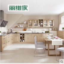整體櫥柜定做 石英石臺(tái)面 L一字型廚柜門(mén)板訂制